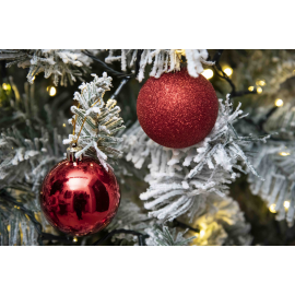 Set 20 Sfere di Natale in Plastica Ø 5Cm - Assortite Lucide e Glitterate – Vari Colori - Rosso