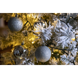 Set 16 Sfere di Natale in Plastica Lucide Ø 6Cm - Vari Colori - Argento