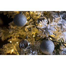 Set 16 Sfere di Natale in Plastica Lucide Ø 6Cm - Vari Colori - Argento