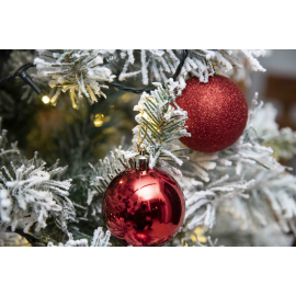 Set 16 Sfere di Natale in Plastica Lucide Ø 6Cm - Vari Colori - Rosso