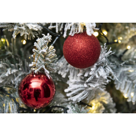 Set 16 Sfere di Natale in Plastica Lucide Ø 6Cm - Vari Colori - Rosso