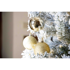 Set 12 Sfere di Natale in Plastica Ø 7Cm - Vari Colori - Oro