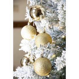 Set 12 Sfere di Natale in Plastica Ø 7Cm - Vari Colori - Oro