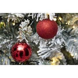 Set 12 Sfere di Natale in Plastica Ø 7Cm - Vari Colori - Rosso Lucido