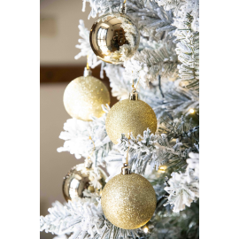 Set 8 Sfere di Natale in Plastica Ø 8Cm – Finitura Lucida e Glitterata – Vari Colori Assortiti (Oro)