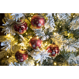 Set 12 Sfere di Natale in Plastica Ø 7Cm - Vari Colori - Rosso