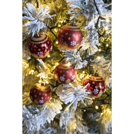 Set 12 Sfere di Natale in Plastica Ø 7Cm - Vari Colori - Rosso