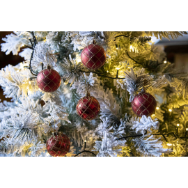 Sfere di Natale Oro con Decoro Ø 6cm - 8 Pezzi - Decoro Rosso