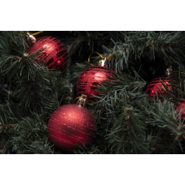 Sfere di Natale Oro con Decoro Ø 6cm - 8 Pezzi - Rosso