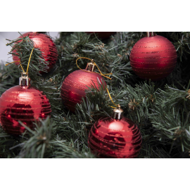 Sfere di Natale Oro con Decoro Ø 6cm - 8 Pezzi - Rosso