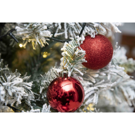 Set 8 Sfere di Natale in Plastica Lucide Ø 8Cm - Vari Colori - Rosso