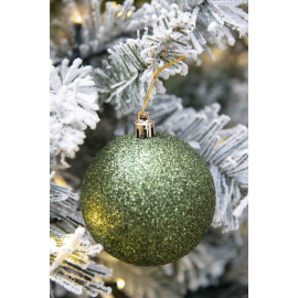 Set 8 Sfere di Natale in Plastica Lucide Ø 8Cm - Vari Colori - Verde Albero