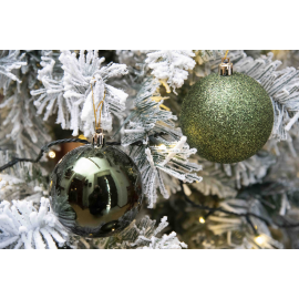 Set 8 Sfere di Natale in Plastica Lucide Ø 8Cm - Vari Colori - Verde Albero