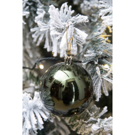 Set 8 Sfere di Natale in Plastica Lucide Ø 8Cm - Vari Colori - Verde Albero