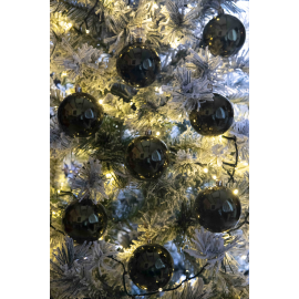 Set 8 Sfere di Natale in Plastica Lucide Ø 8Cm - Vari Colori - Verde Albero