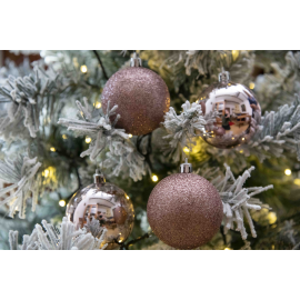 Set 8 Sfere di Natale in Plastica Lucide e Glitterate Ø 8Cm - Vari Colori - Rosa