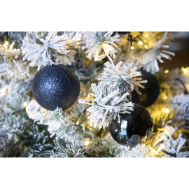 Set 8 Sfere di Natale in Plastica Lucide e Glitterate Ø 8Cm - Vari Colori - Blu Navy