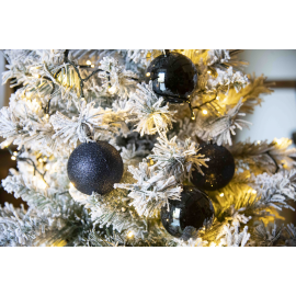 Set 8 Sfere di Natale in Plastica Lucide e Glitterate Ø 8Cm - Vari Colori - Blu Navy