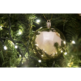 Set 8 Sfere di Natale in Plastica Lucide e Glitterate Ø 8Cm - Vari Colori - Oro