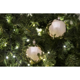 Set 8 Sfere di Natale in Plastica Lucide e Glitterate Ø 8Cm - Vari Colori - Oro