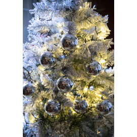 Set 8 Sfere di Natale in Plastica Lucide Ø 8Cm - Vari Colori - Argento Lucido