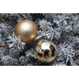 Set 3 Sfere di Natale in Plastica Ø 10Cm – Assortite Lucide e Opache – Vari Colori - Oro