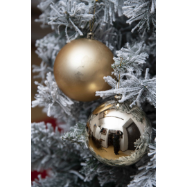 Set 3 Sfere di Natale in Plastica Ø 10Cm – Assortite Lucide e Opache – Vari Colori - Oro