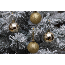 Set 20 Sfere di Natale in Plastica Ø 5Cm - Assortite Lucide e Glitterate – Vari Colori - Oro