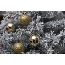 Set 20 Sfere di Natale in Plastica Ø 5Cm - Assortite Lucide e Glitterate – Vari Colori - Oro