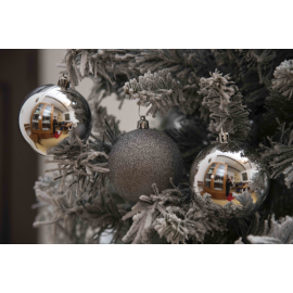 Set 8 Sfere di Natale in Plastica Lucide Ø 8Cm - Vari Colori - Argento