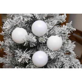 Set 8 Sfere di Natale in Plastica Lucide Ø 8Cm - Vari Colori - Bianco