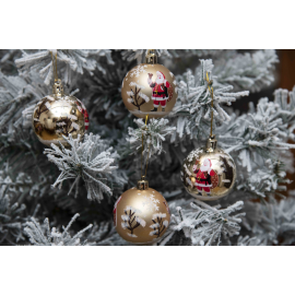 Sfere di Natale Oro con Decoro Ø 6cm - 8 Pezzi - Oro Babbo Natale