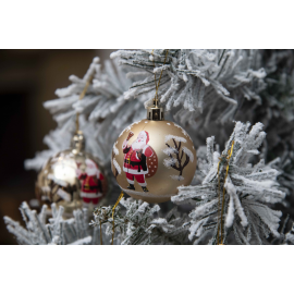 Sfere di Natale Oro con Decoro Ø 6cm - 8 Pezzi - Oro Babbo Natale