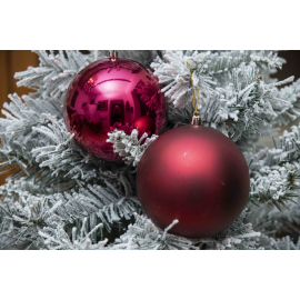 Set di 2 Sfere di Natale in Plastica Ø 12 cm - Finitura Lucida + Opaca - Burgundy
