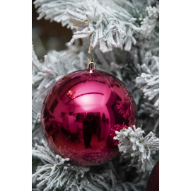 Set di 2 Sfere di Natale in Plastica Ø 12 cm - Finitura Lucida + Opaca - Burgundy