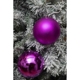 Set di 2 Sfere di Natale in Plastica Ø 12 cm - Finitura Lucida + Opaca - Magenta