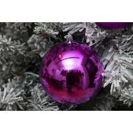 Set di 2 Sfere di Natale in Plastica Ø 12 cm - Finitura Lucida + Opaca - Magenta