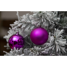 Set 12 Sfere di Natale in Plastica Ø 6Cm - Assortite Lucide e Opache – Vari Colori - Magenta