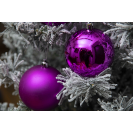 Set 6 Sfere di Natale in Plastica Ø 8Cm – Assortite Lucide e Opache – Vari Colori - Magenta