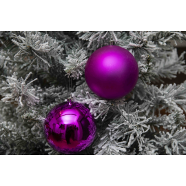 Set 3 Sfere di Natale in Plastica Ø 10Cm – Assortite Lucide e Opache – Vari Colori - Magenta