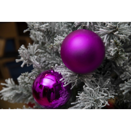 Set 3 Sfere di Natale in Plastica Ø 10Cm – Assortite Lucide e Opache – Vari Colori - Magenta