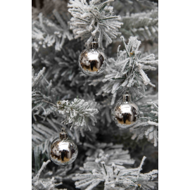 Set 24 Sfere di Natale in Plastica Lucida Ø 4Cm – Vari Colori - Argento Lucido