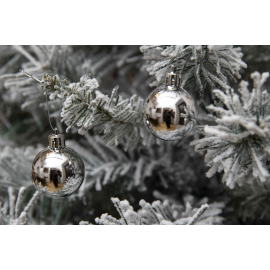 Set 24 Sfere di Natale in Plastica Lucida Ø 4Cm – Vari Colori - Argento Lucido