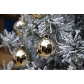 Set 20 Sfere di Natale in Plastica Ø 5Cm - Assortite Lucide e Glitterate – Vari Colori - Oro Lucido