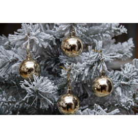 Set 20 Sfere di Natale in Plastica Ø 5Cm - Assortite Lucide e Glitterate – Vari Colori - Oro Lucido