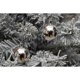 Set 20 Sfere di Natale in Plastica Ø 5Cm - Assortite Lucide e Glitterate – Vari Colori - Argento Lucido