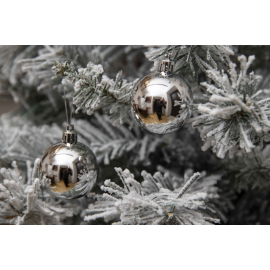 Set 20 Sfere di Natale in Plastica Ø 5Cm - Assortite Lucide e Glitterate – Vari Colori - Argento Lucido