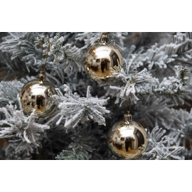 Set 16 Sfere di Natale in Plastica Lucide Ø 6Cm - Vari Colori - Oro Lucido