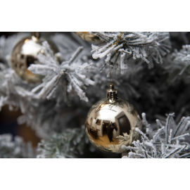 Set 16 Sfere di Natale in Plastica Lucide Ø 6Cm - Vari Colori - Oro Lucido
