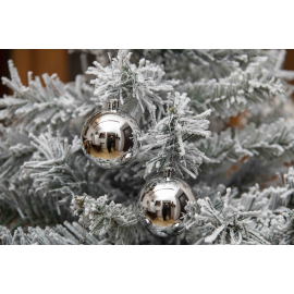 Set 16 Sfere di Natale in Plastica Lucide Ø 6Cm - Vari Colori - Argento Lucido